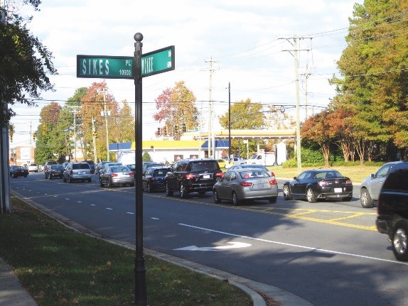 Traffic at a Charlotte intersection before roadway improvements
