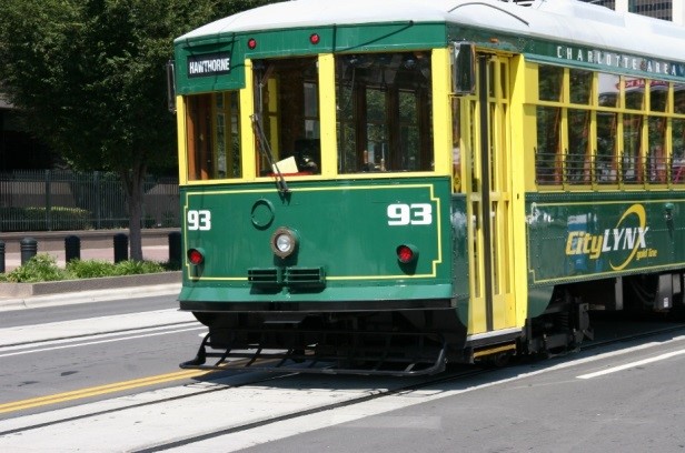 CityLYNX streetcar on a Charlotte street