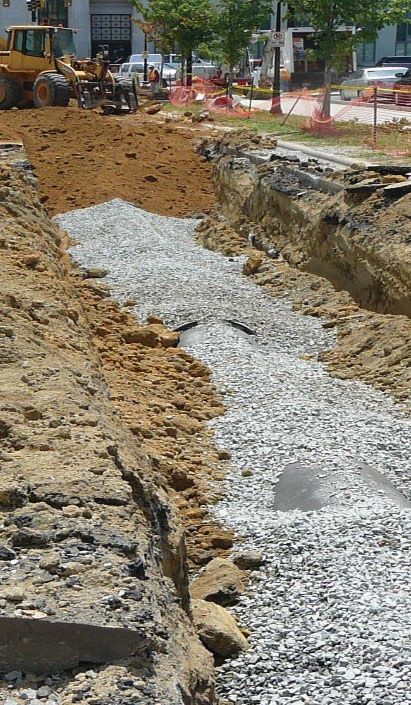 Water infrastructure installation at a construction site